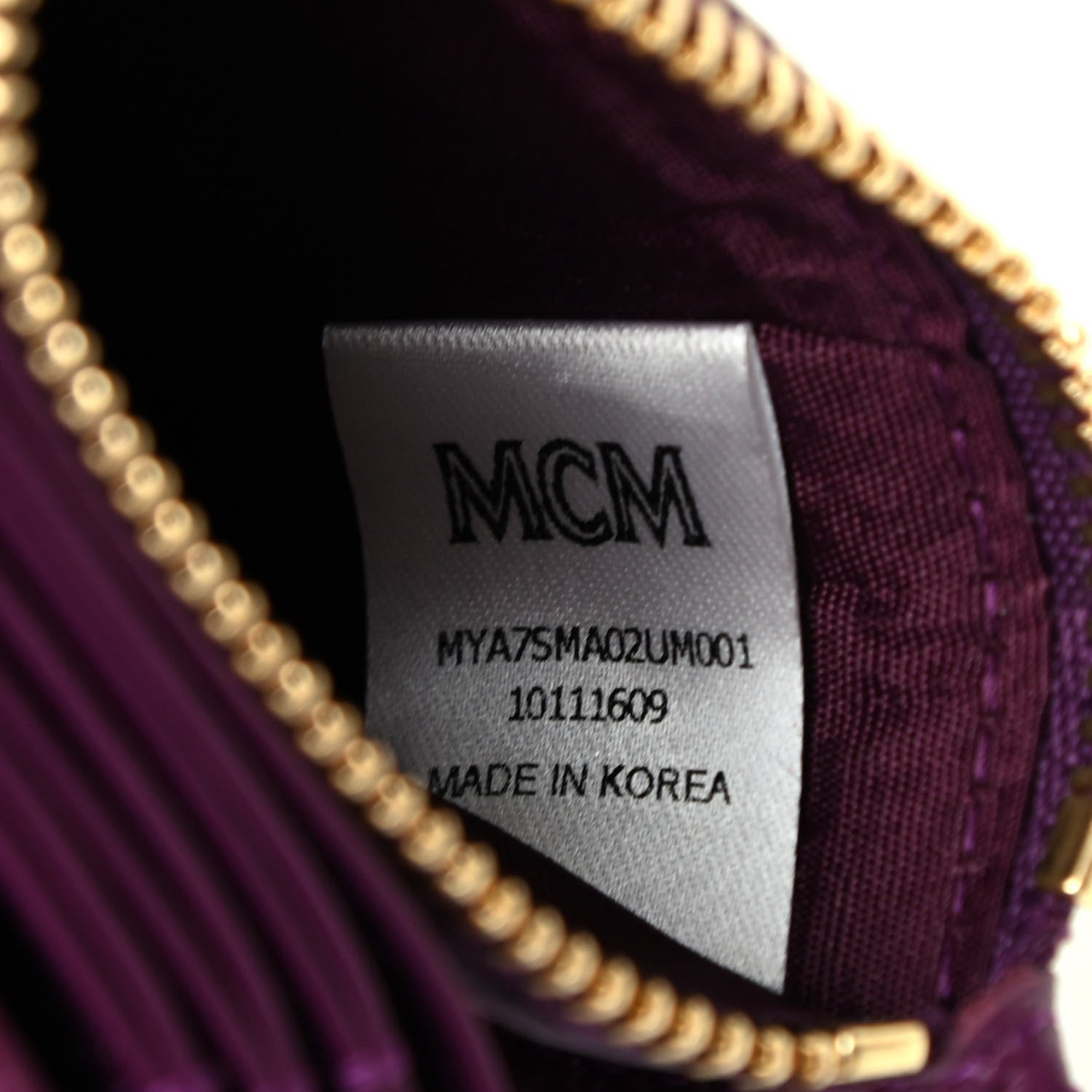 MCM Grained Calfskin Milla Accordion Card Case Purple 7 of 8