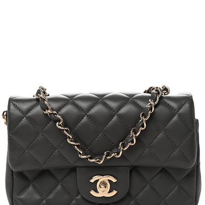 Chanel Lambskin Quilted Mini Rectangular Flap Dark Grey 8 of 11