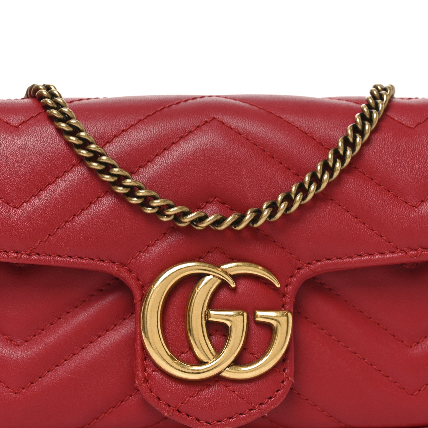 Gucci Calfskin Matelasse Super Mini GG Marmont Shoulder Bag Hibiscus Red 14 of 18