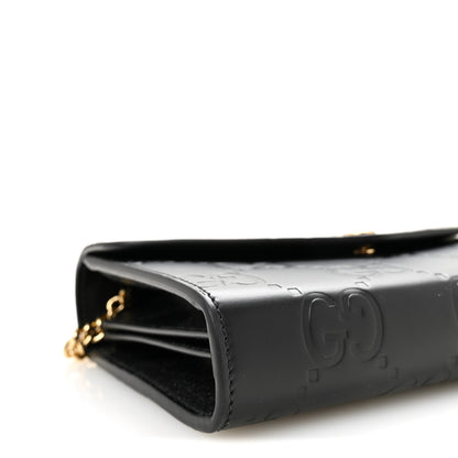 Gucci Calfskin GG Debossed Chain Wallet Black 9 of 10
