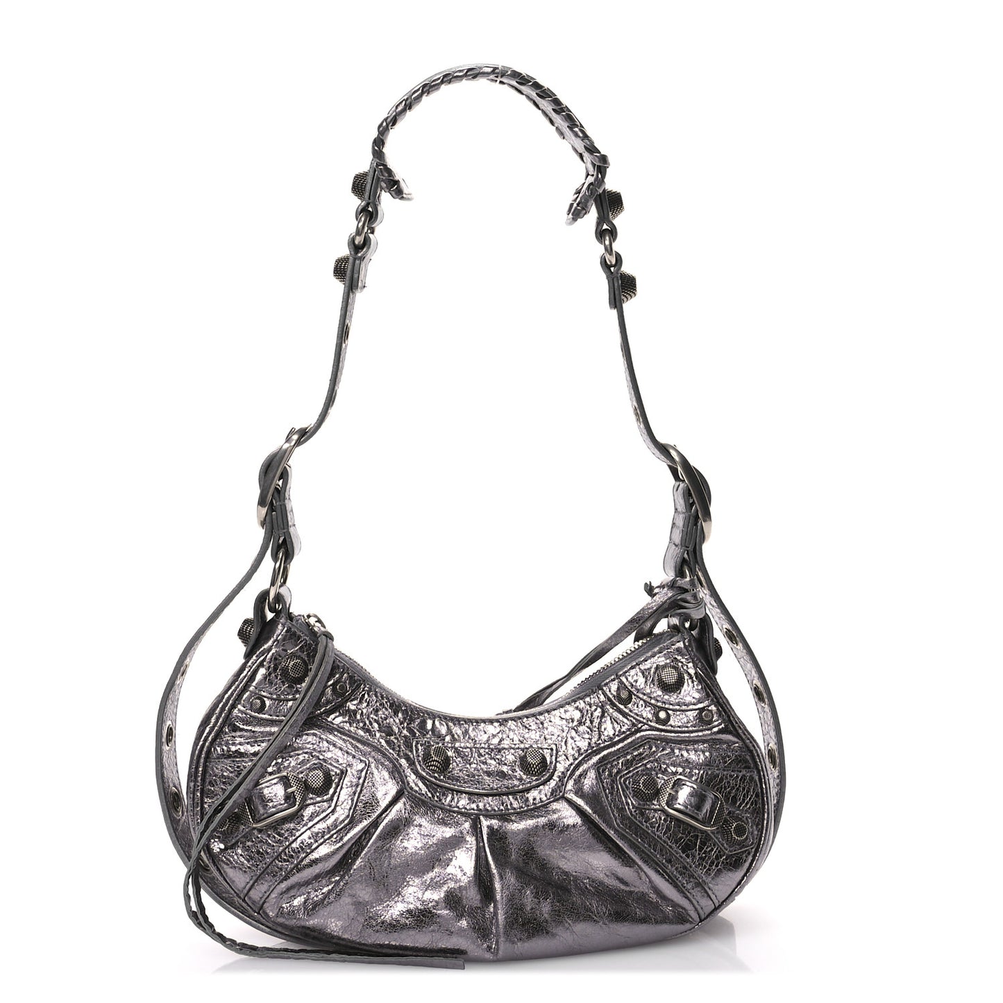 Metallic Agneau Arena Le Cagole Shoulder Bag XS Silver