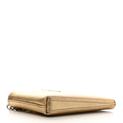 Prada Saffiano Zip Around Key Holder Gold 4 of 7