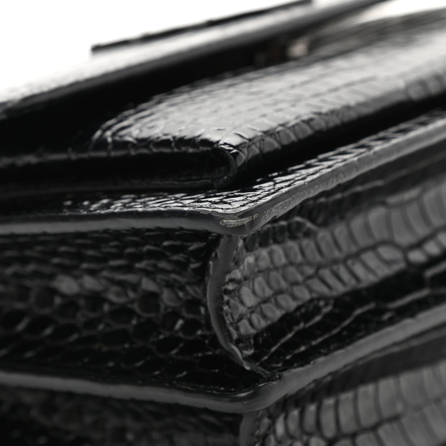 Calfskin Crocodile Embossed Medium Monochrome Monogram Sunset Black