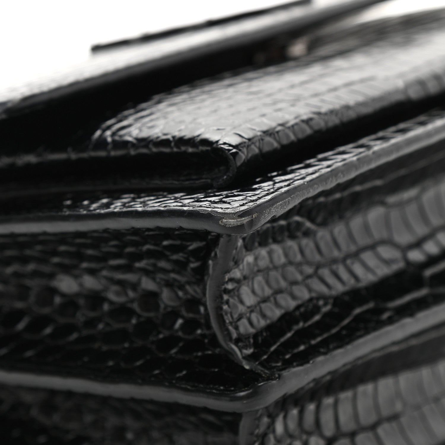 Saint Laurent Calfskin Crocodile Embossed Medium Monochrome Monogram Sunset Black 10 of 11