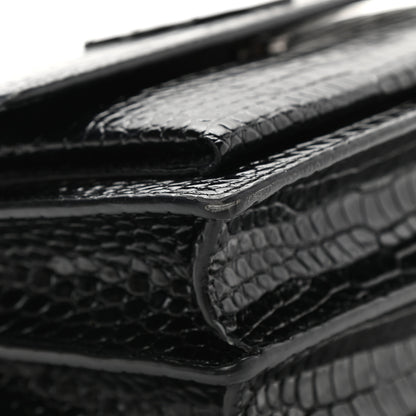 Saint Laurent Calfskin Crocodile Embossed Medium Monochrome Monogram Sunset Black 10 of 11