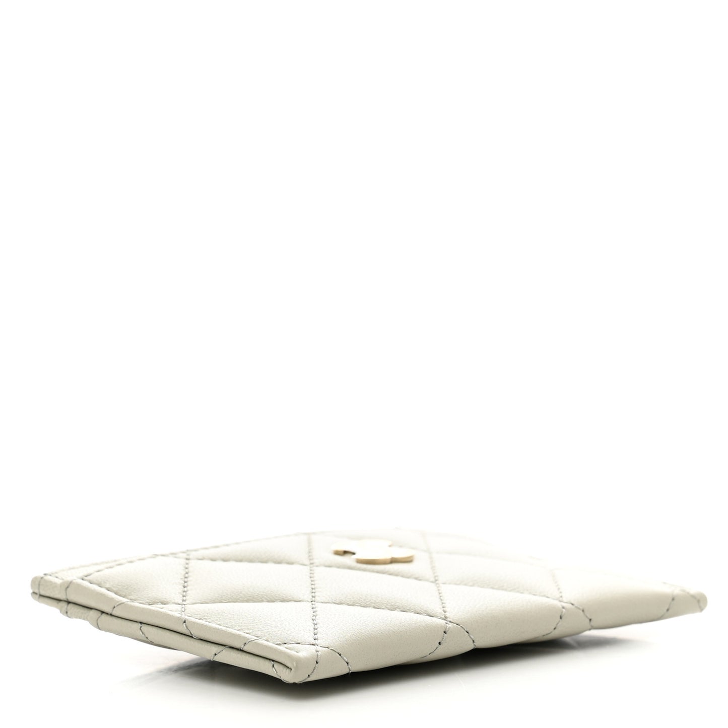Lambskin Quilted Card Holder Grey