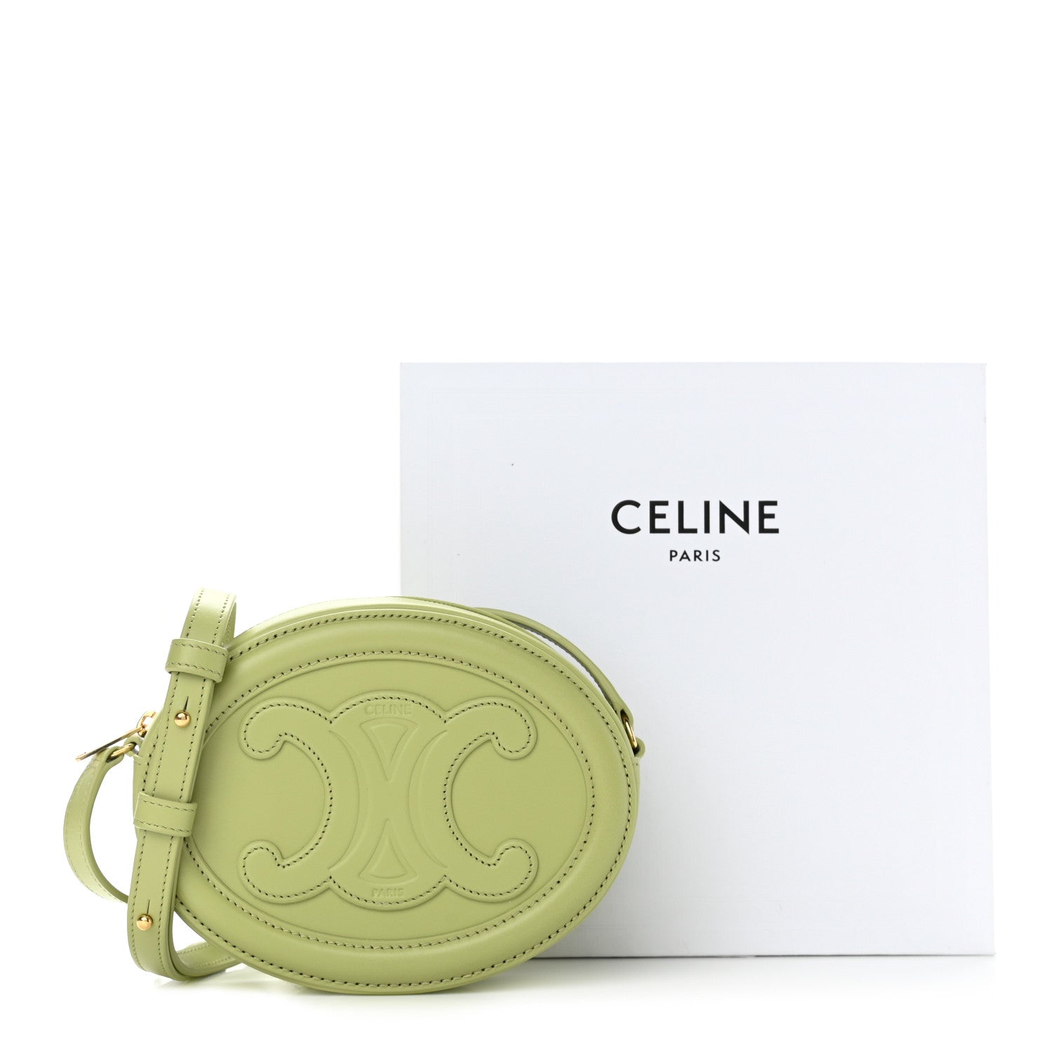 Celine Smooth Calfskin Cuir Small Triomphe Oval Purse Crossbody Light Jade 11 of 11