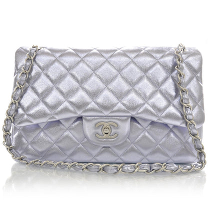 Chanel Metallic Lambskin Quilted Jumbo Flap Lilac 1 of 10
