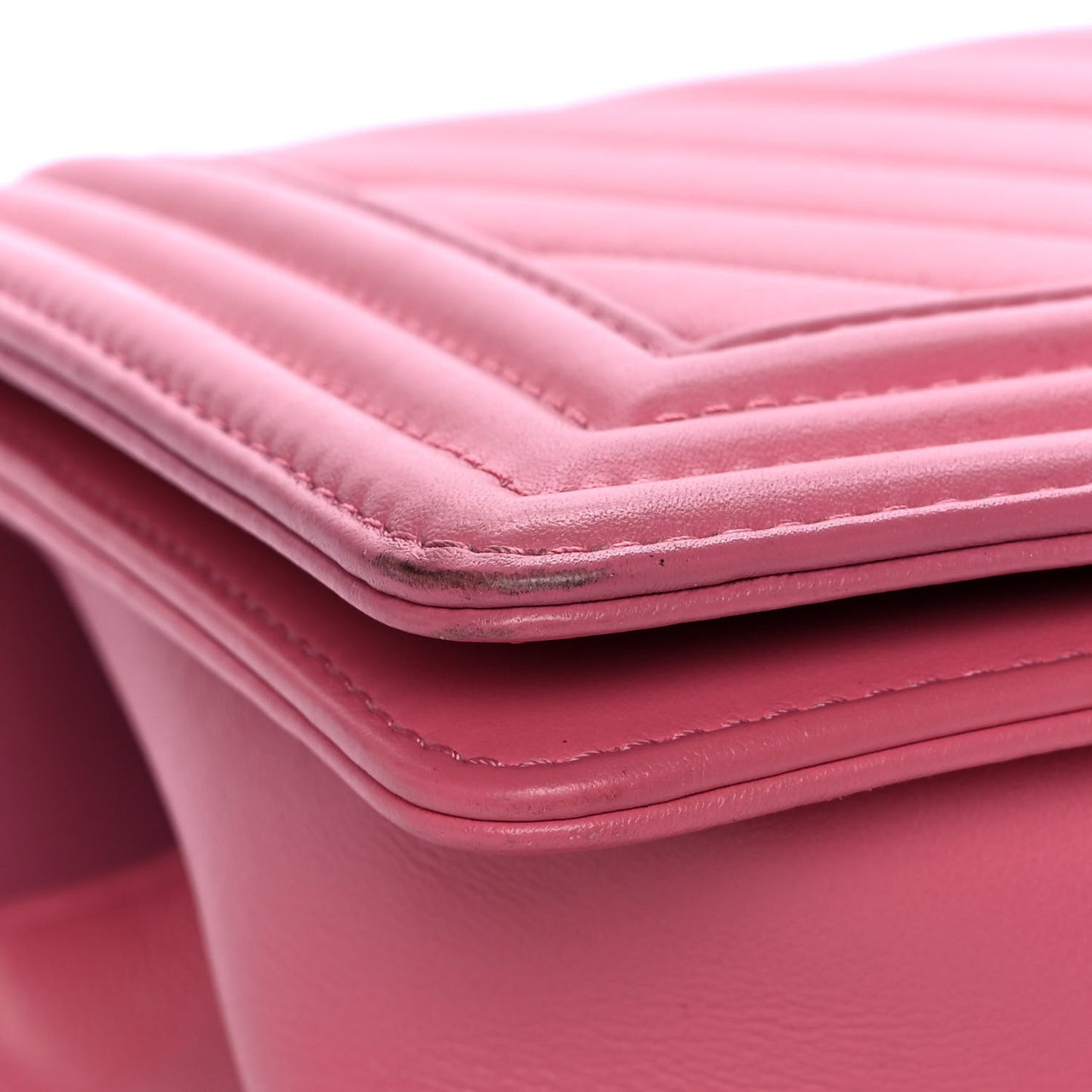 Calfskin Chevron Quilted Medium Boy Flap Pink