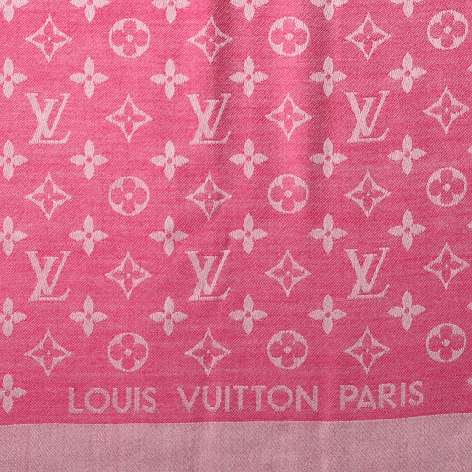 Louis Vuitton Wool Silk Monogram Denim Shawl Pivoine 1 of 6