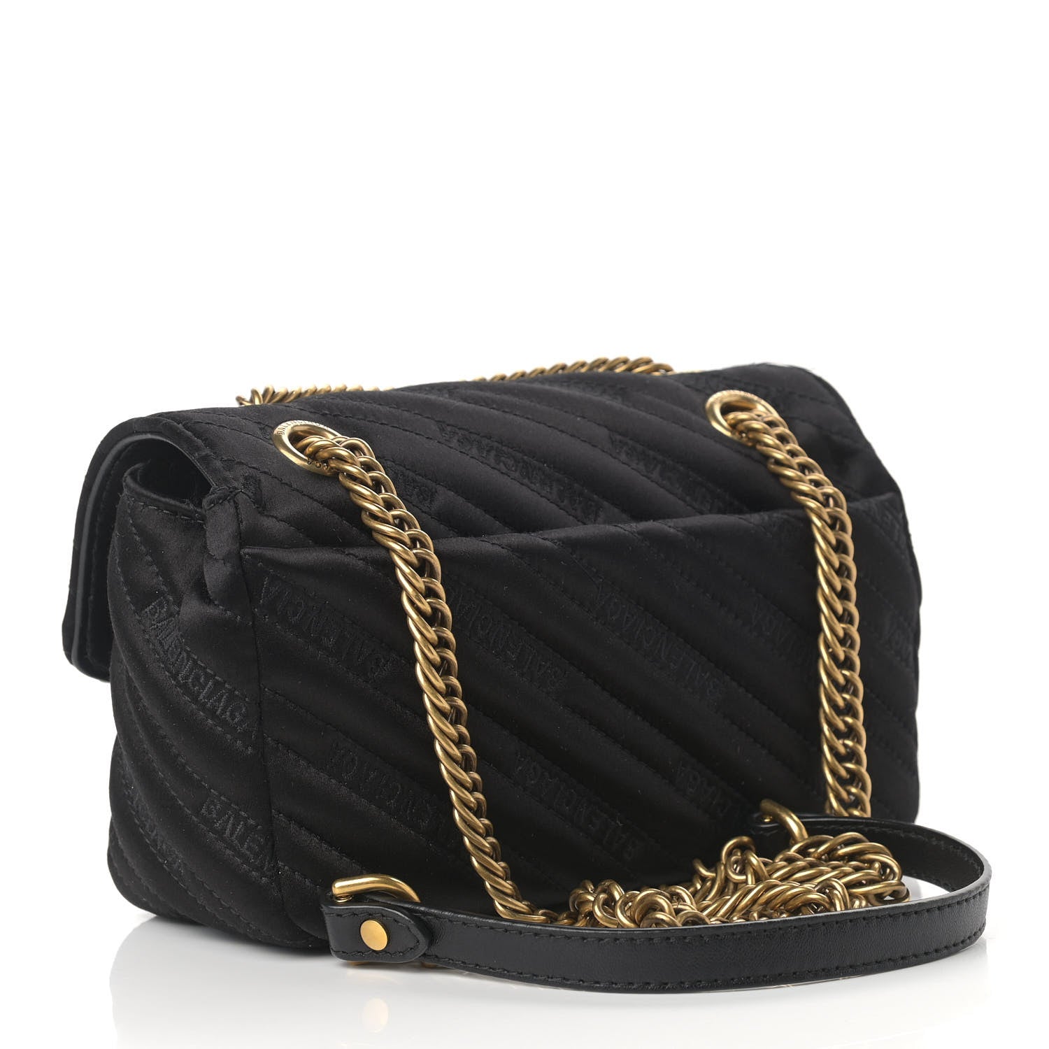Balenciaga Satin Jacquard Logo Matelasse S BB Round Shoulder Bag Black 3 of 15