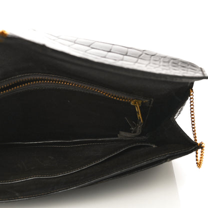 Hermes Shiny Porosus Crocodile Lydie Clutch Chocolate 5 of 18