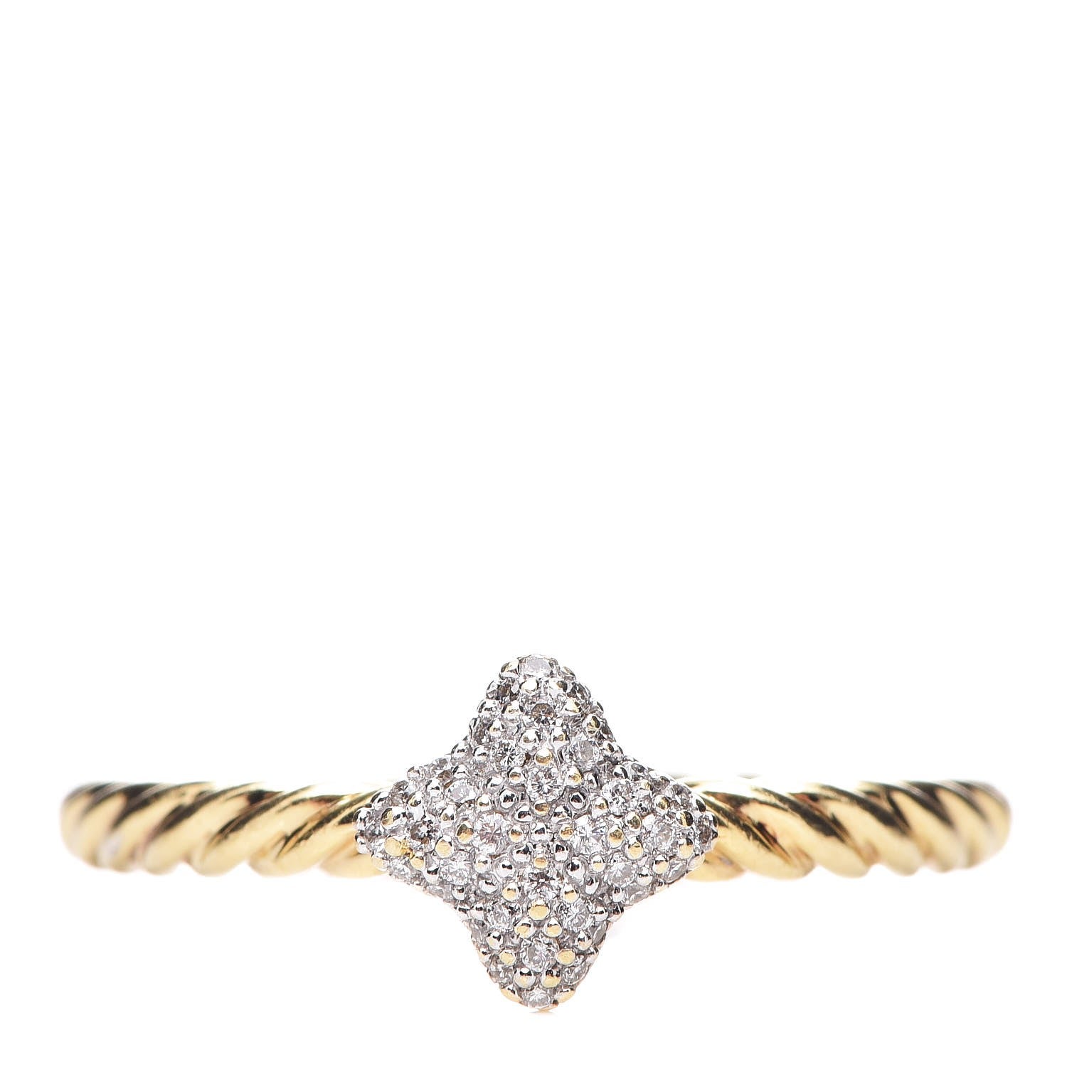 David Yurman 18K Yellow Gold Diamond 6mm Quatrefoil Ring 54 7 1 of 5