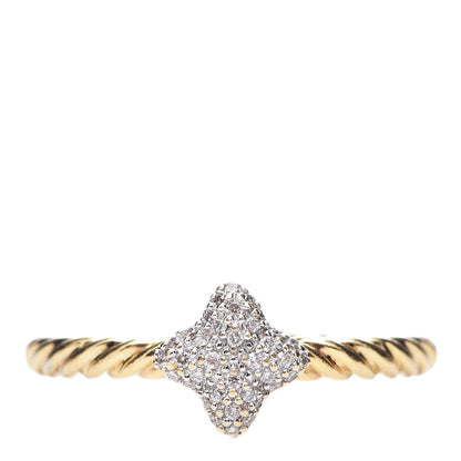 David Yurman 18K Yellow Gold Diamond 6mm Quatrefoil Ring 54 7 1 of 5