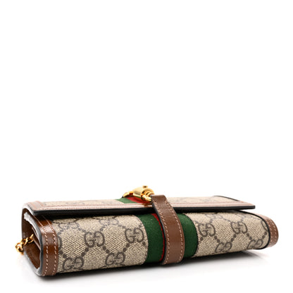 Gucci GG Supreme Monogram Azalea Calfskin Web Jackie 1961 Chain Wallet Beige Ebony Brown Sugar 4 of 12