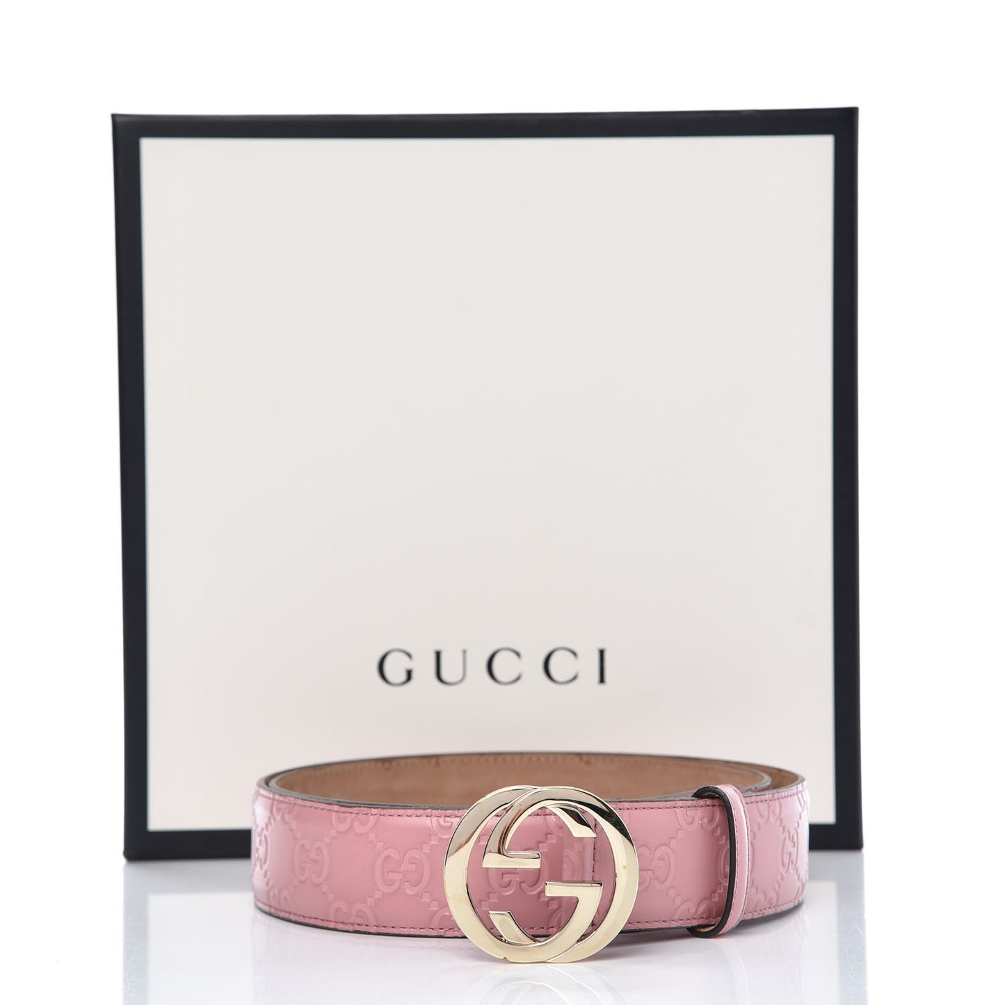 Guccissima Signature Interlocking G 37mm Belt 100 40 Rose Baby Candy