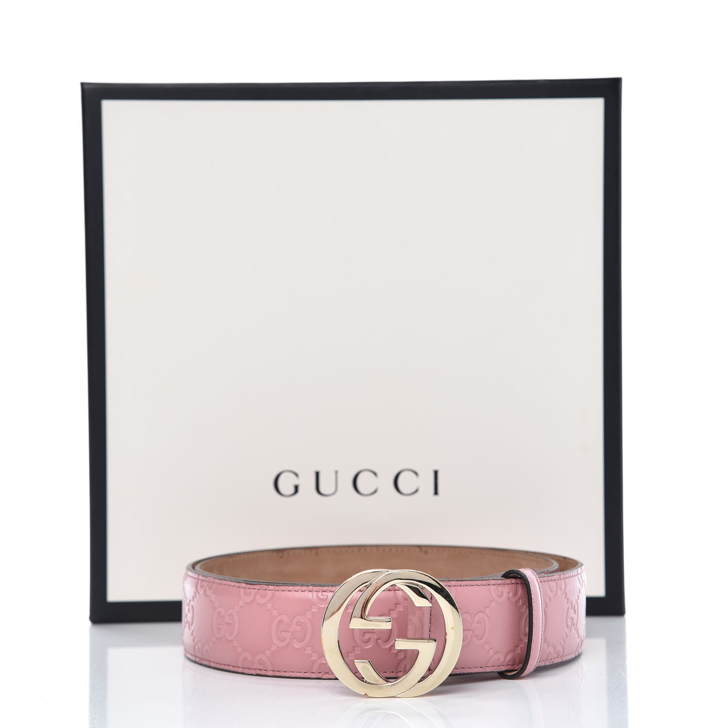 Gucci Guccissima Signature Interlocking G 37mm Belt 100 40 Rose Baby Candy 9 of 10