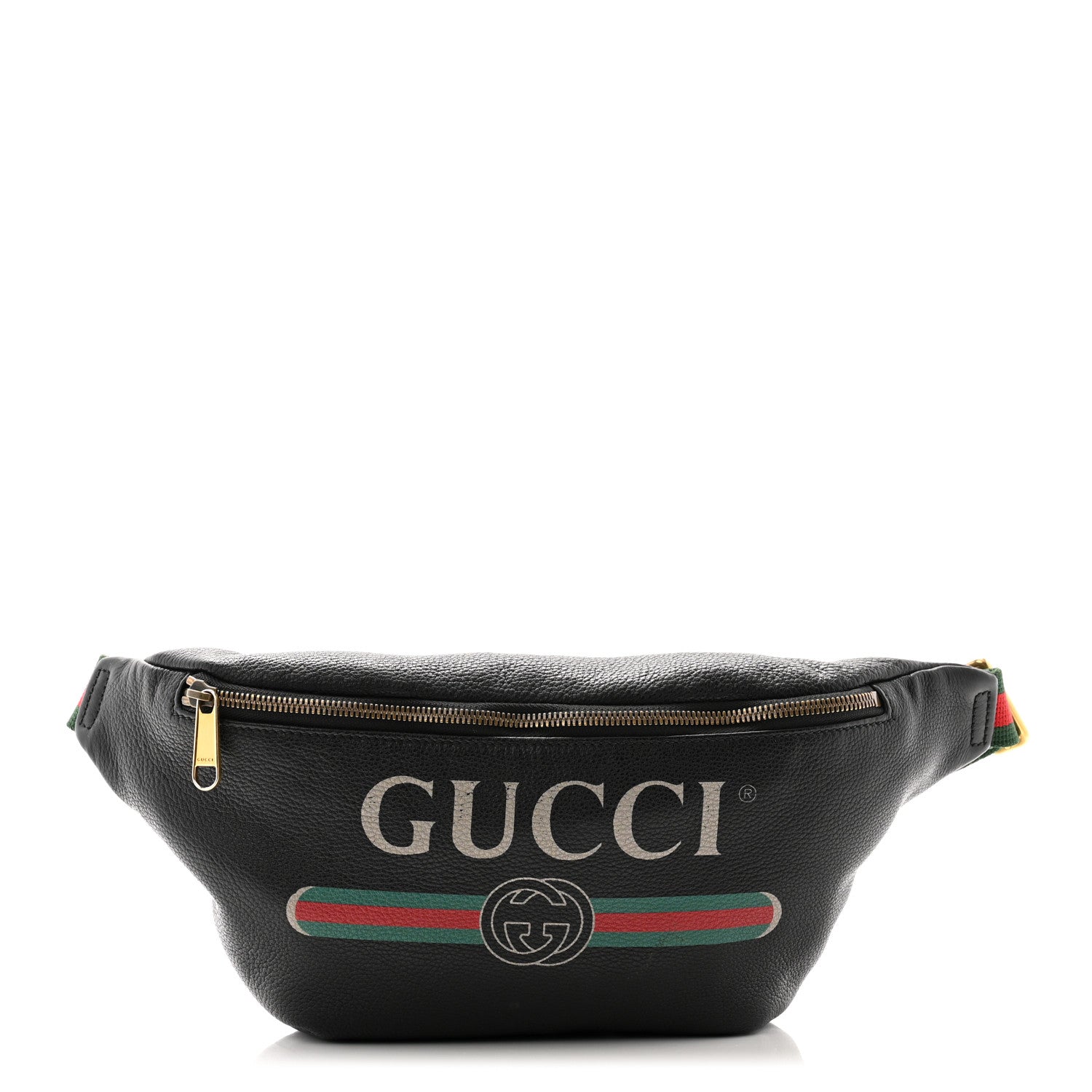 Gucci Grained Calfskin Logo Belt Bag Black 1 of 11