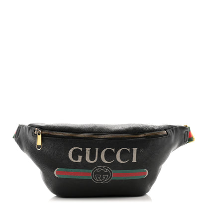 Gucci Grained Calfskin Logo Belt Bag Black 1 of 11
