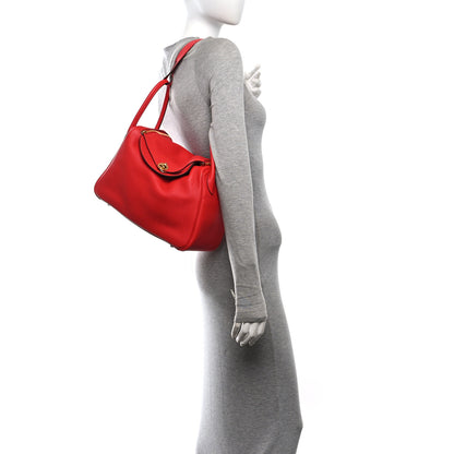 Hermes Taurillon Clemence Lindy 30 Rouge De Coeur 2 of 10