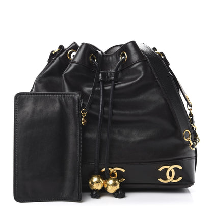 Chanel Lambskin Drawstring Bucket Bag Black 1 of 13