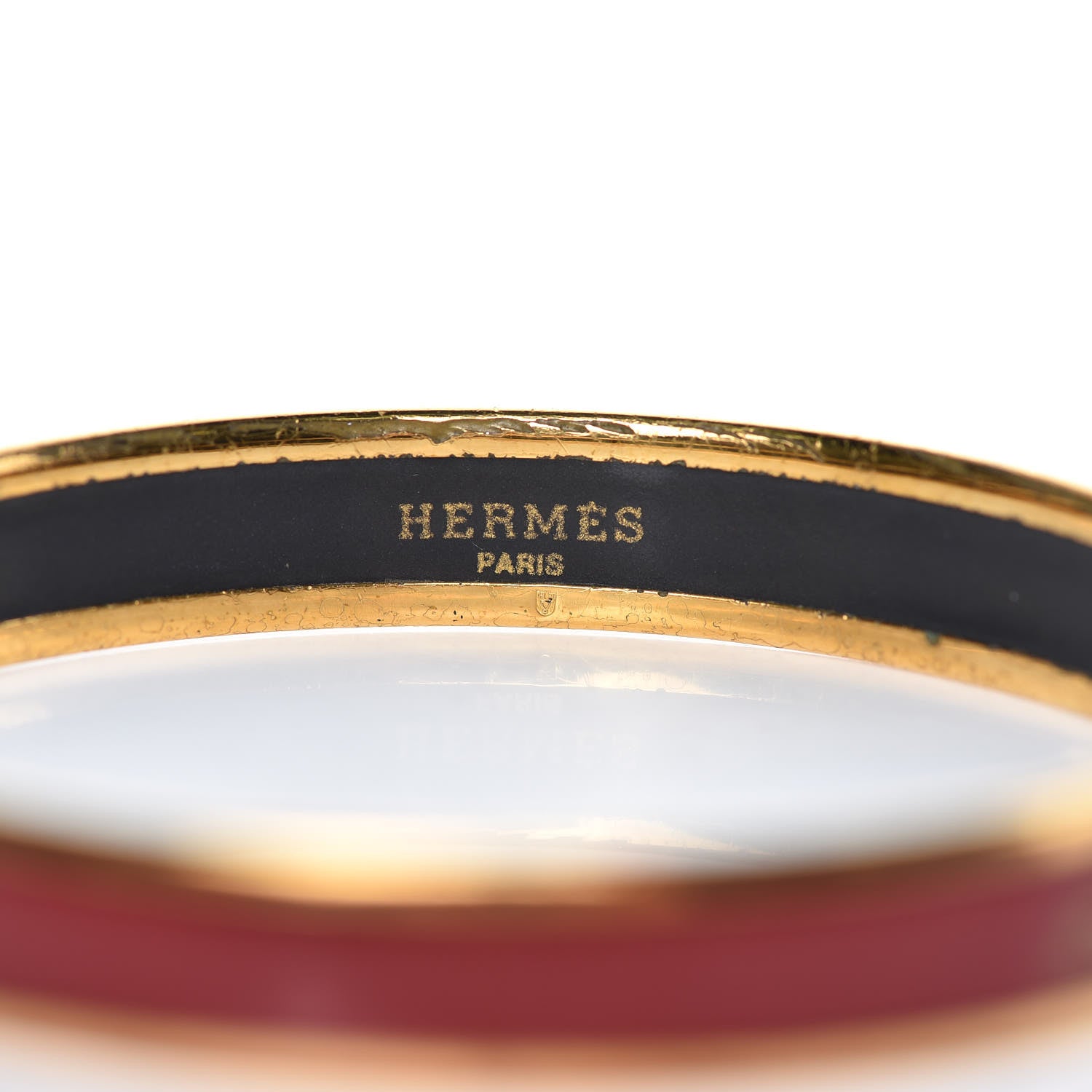 Hermes Enamel Printed Narrow Caleche Bracelet 65 Rouge H 4 of 6