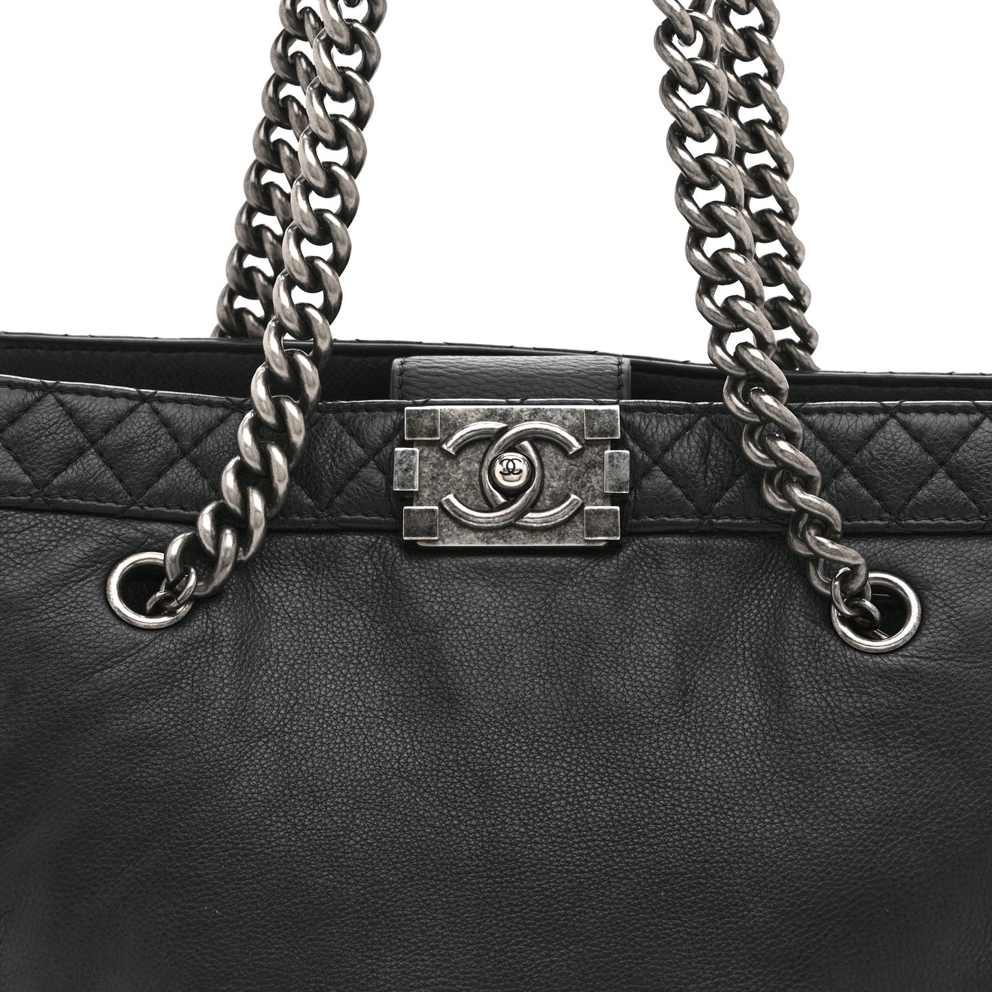 Calfskin Boy Reverso Shopping Tote Black