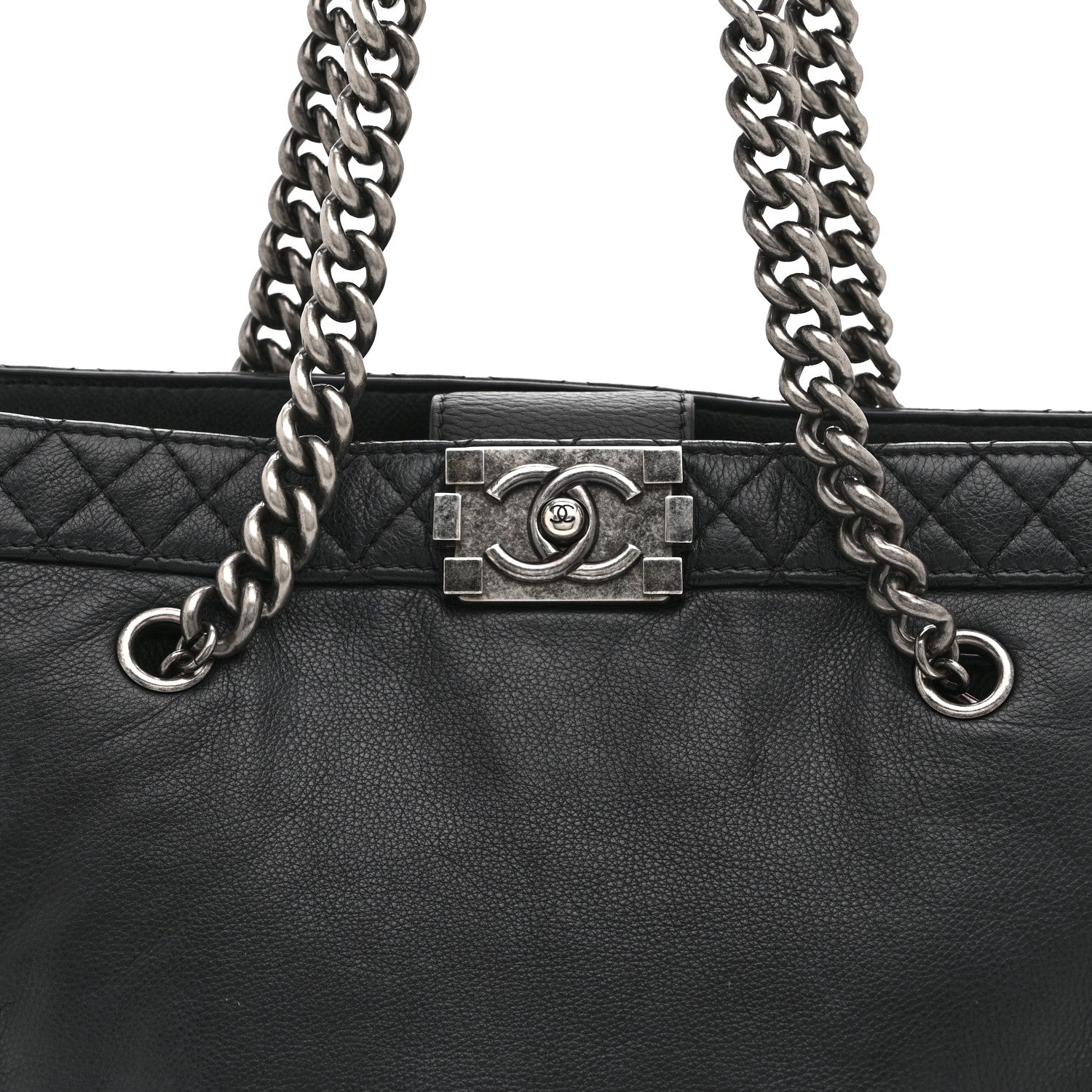 Chanel Calfskin Boy Reverso Shopping Tote Black 8 of 10