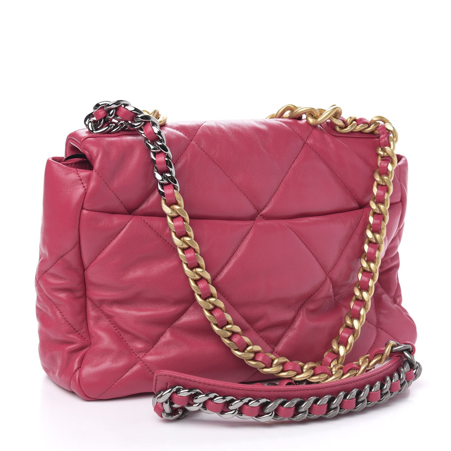 Lambskin Quilted Medium 19 Flap Dark Pink