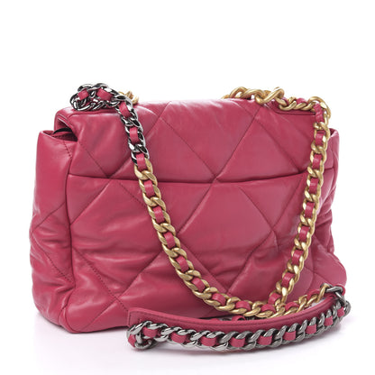 Chanel Lambskin Quilted Medium 19 Flap Dark Pink 2 of 9