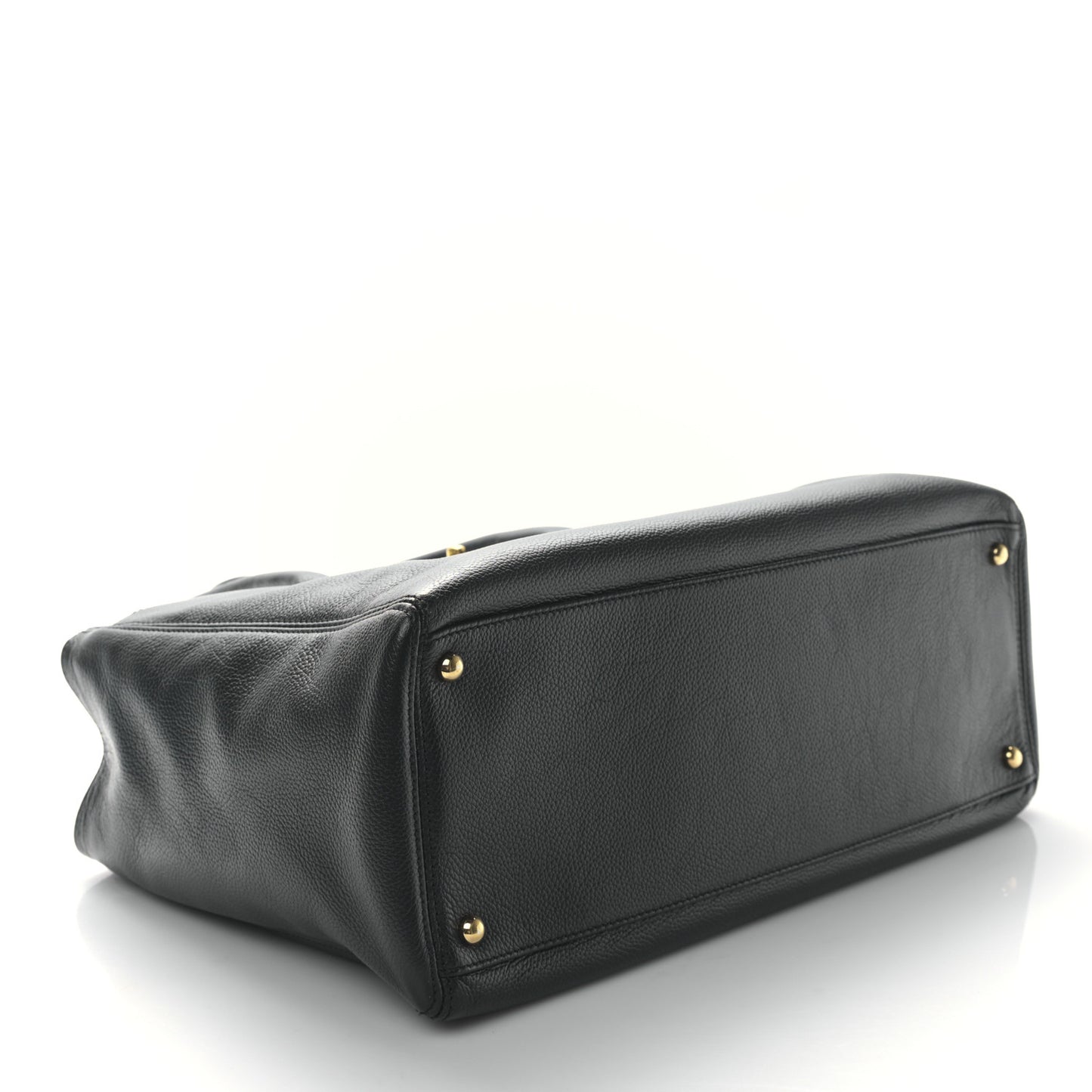 Calfskin Cerf Executive Shopper Tote Black