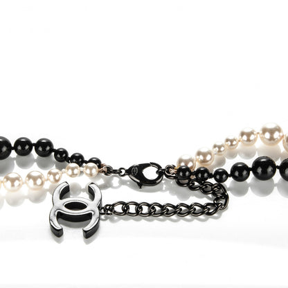 Chanel Pearl Beaded CC Long Necklace Black White 5 of 6