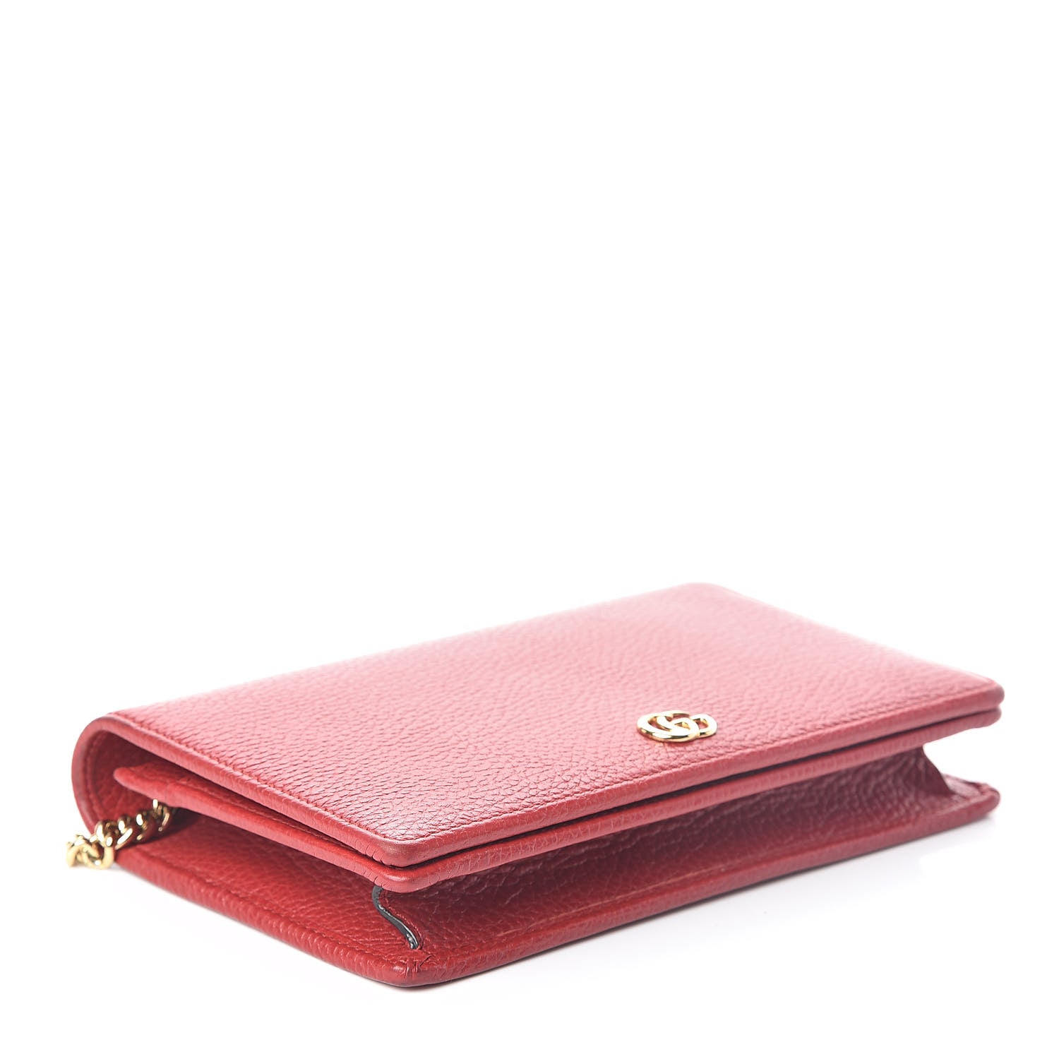 Gucci Dollar Calfskin Mini GG Marmont Chain Wallet Hibiscus Red 4 of 9