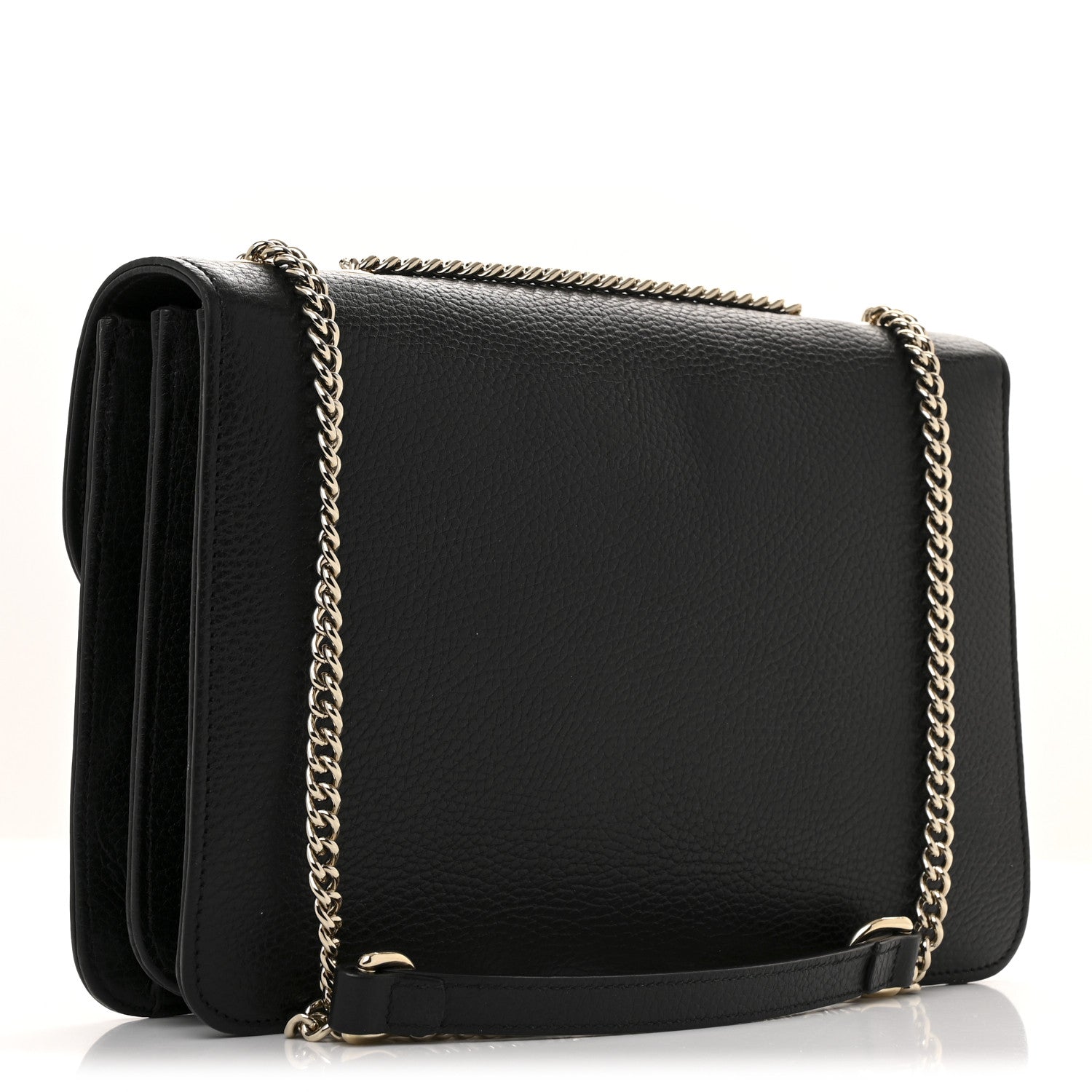 Gucci Dollar Calfskin Interlocking G Shoulder Bag Black 3 of 13