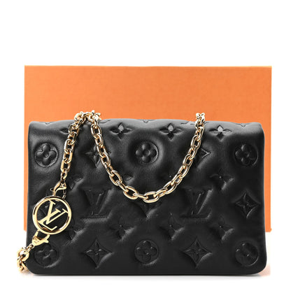 Louis Vuitton Lambskin Embossed Monogram Pochette Coussin Black 9 of 9