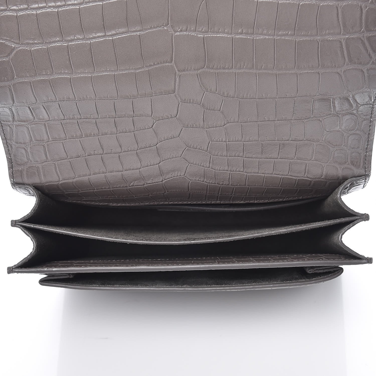 Saint Laurent Calfskin Crocodile Embossed Medium Monogram Sunset Fog 7 of 8
