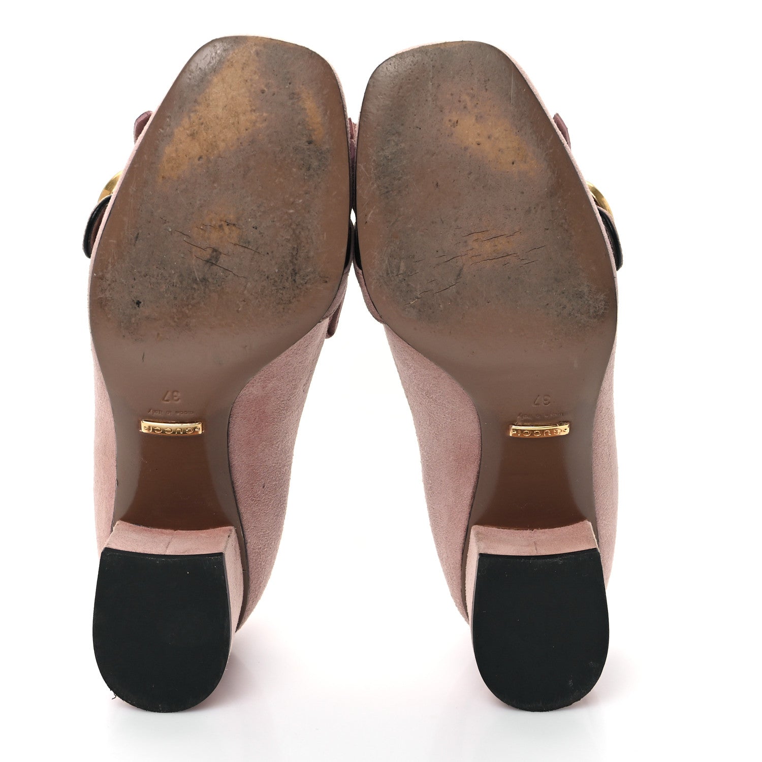 Gucci Kid Scamosciato GG Marmont Fringe 50mm Loafer Pumps 37 Crystal Pink 6 of 10