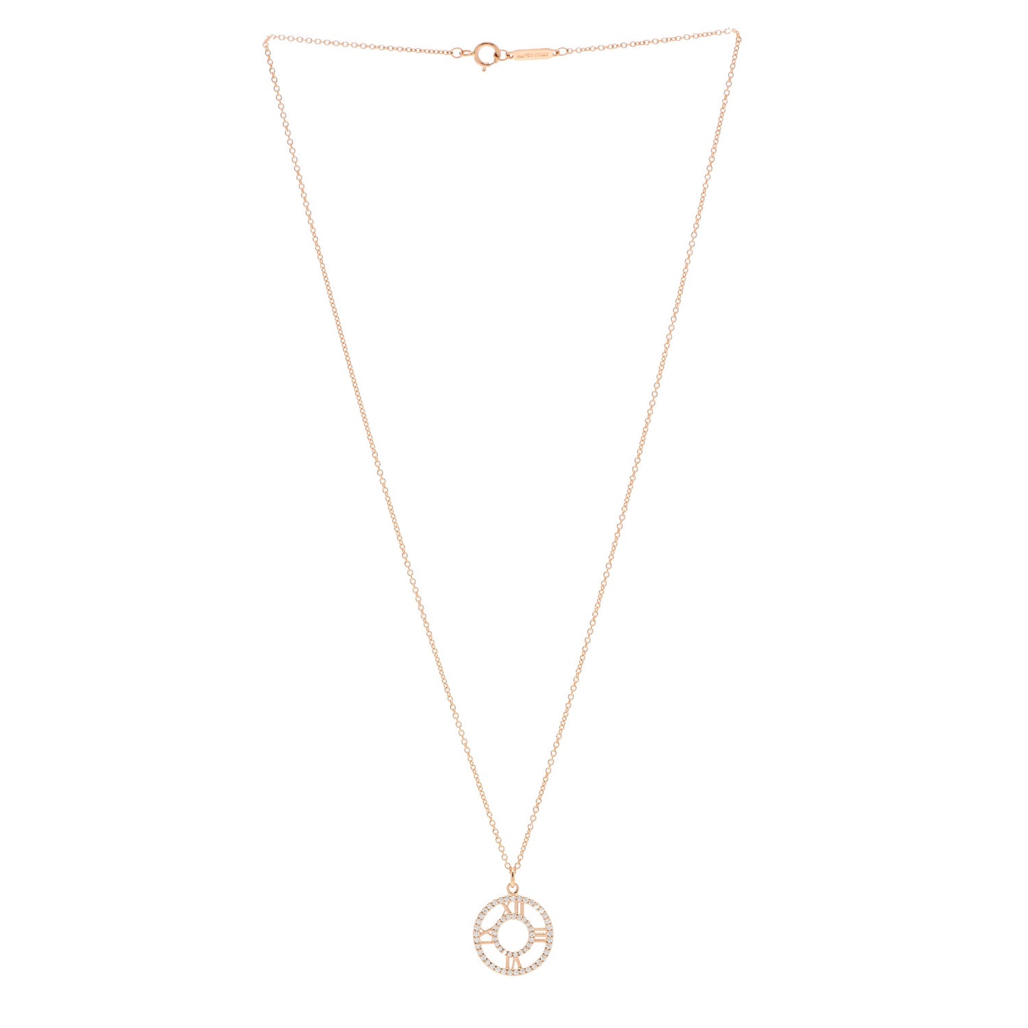 18K Rose Gold Diamond Small Atlas Open Pave Pendant Necklace