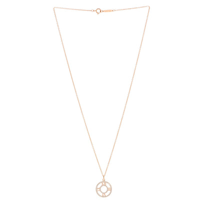 Tiffany 18K Rose Gold Diamond Small Atlas Open Pave Pendant Necklace 3 of 6