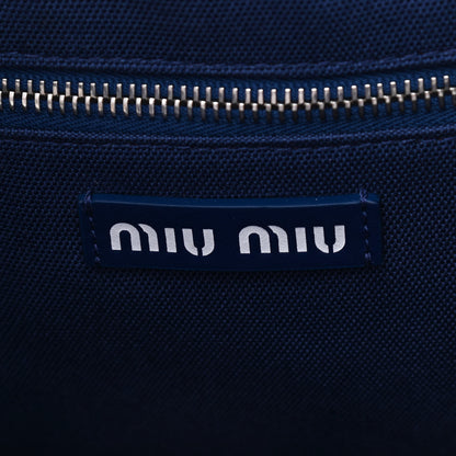 Miu Miu Canvas Striped Small Tote Blue White 5 of 8