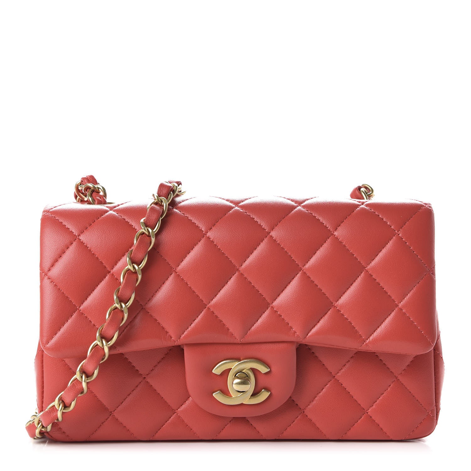 Chanel Lambskin Quilted Mini Rectangular Flap Red 1 of 19