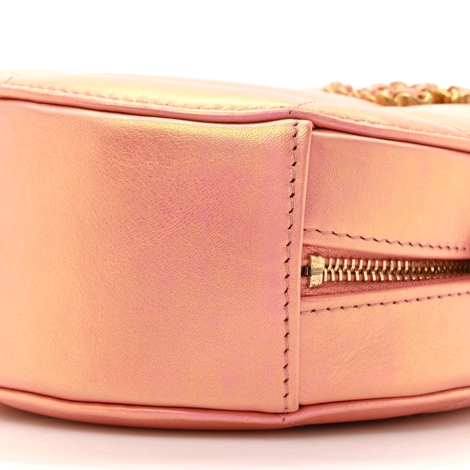 Chanel Iridescent Calfskin Quilted Chanel 19 Round Clutch With Chain Pink 9 of 11