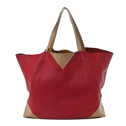 Celine Lambskin Horizontal Bi-Color Coeur Cabas Raspberry Butter 1 of 9