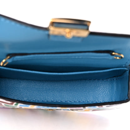 Fendi X SARAH COLEMAN Vitello Liberty Ceylon Micro FF Fish Eye Embossed Nano Baguette Charm Multicolor Cyber Blue 5 of 12