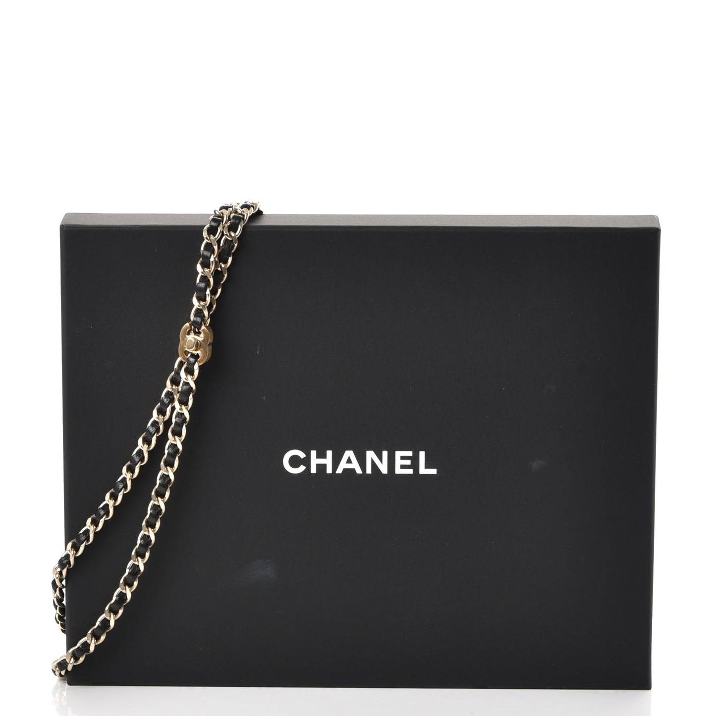 Lambskin CC Turn Lock Chain Belt Black Gold
