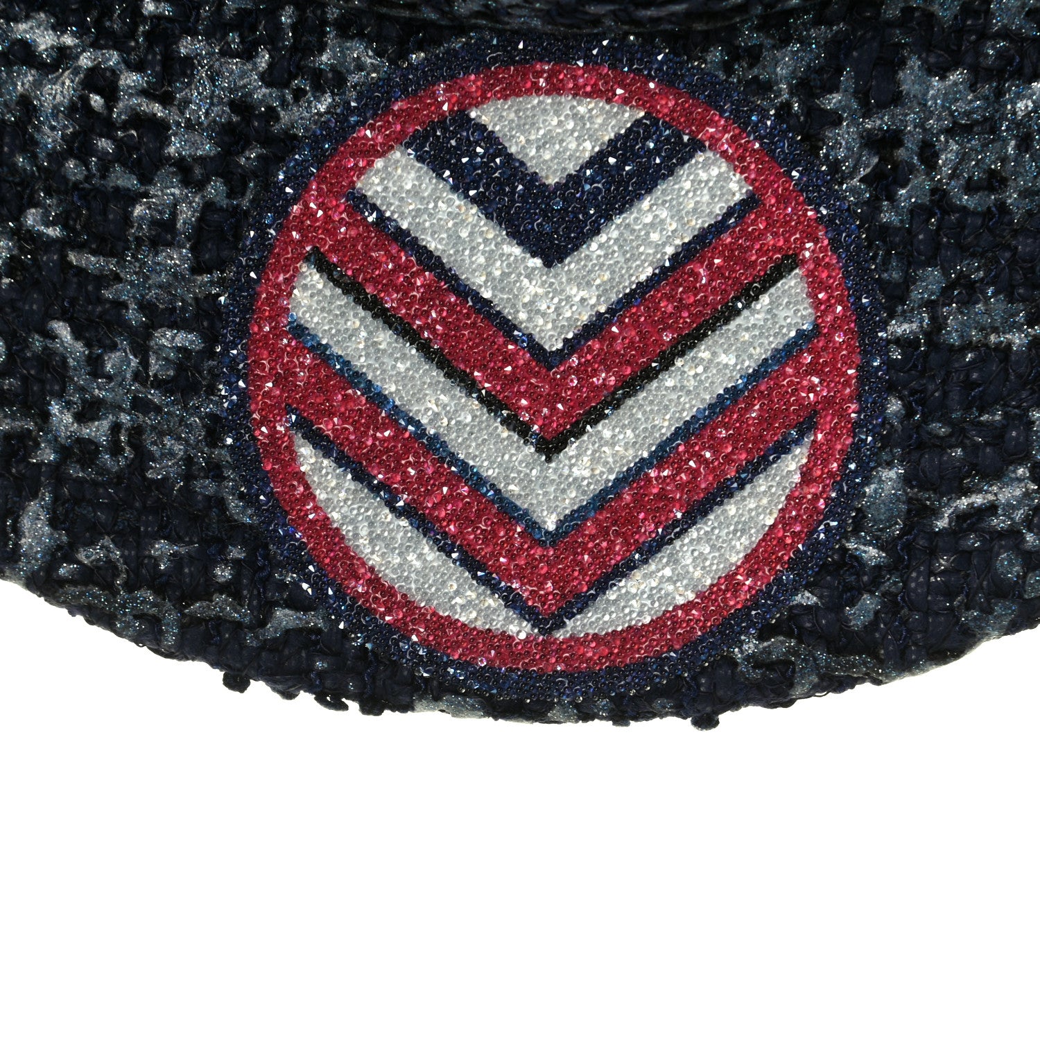 Chanel Glittered Tweed Cap Hat Navy Blue 6 of 6