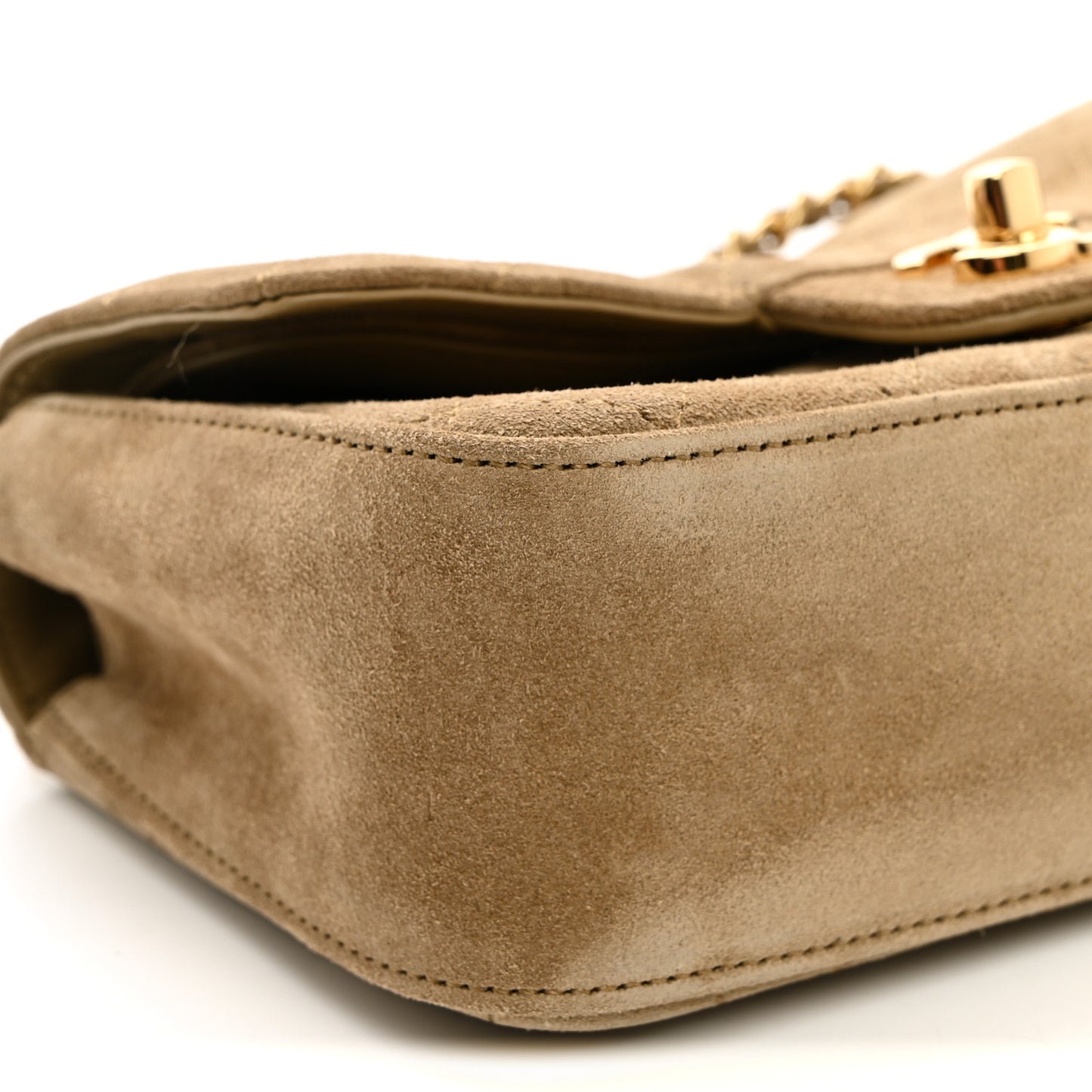 Suede Calfskin Mini Souplissimo Flap Dark Beige
