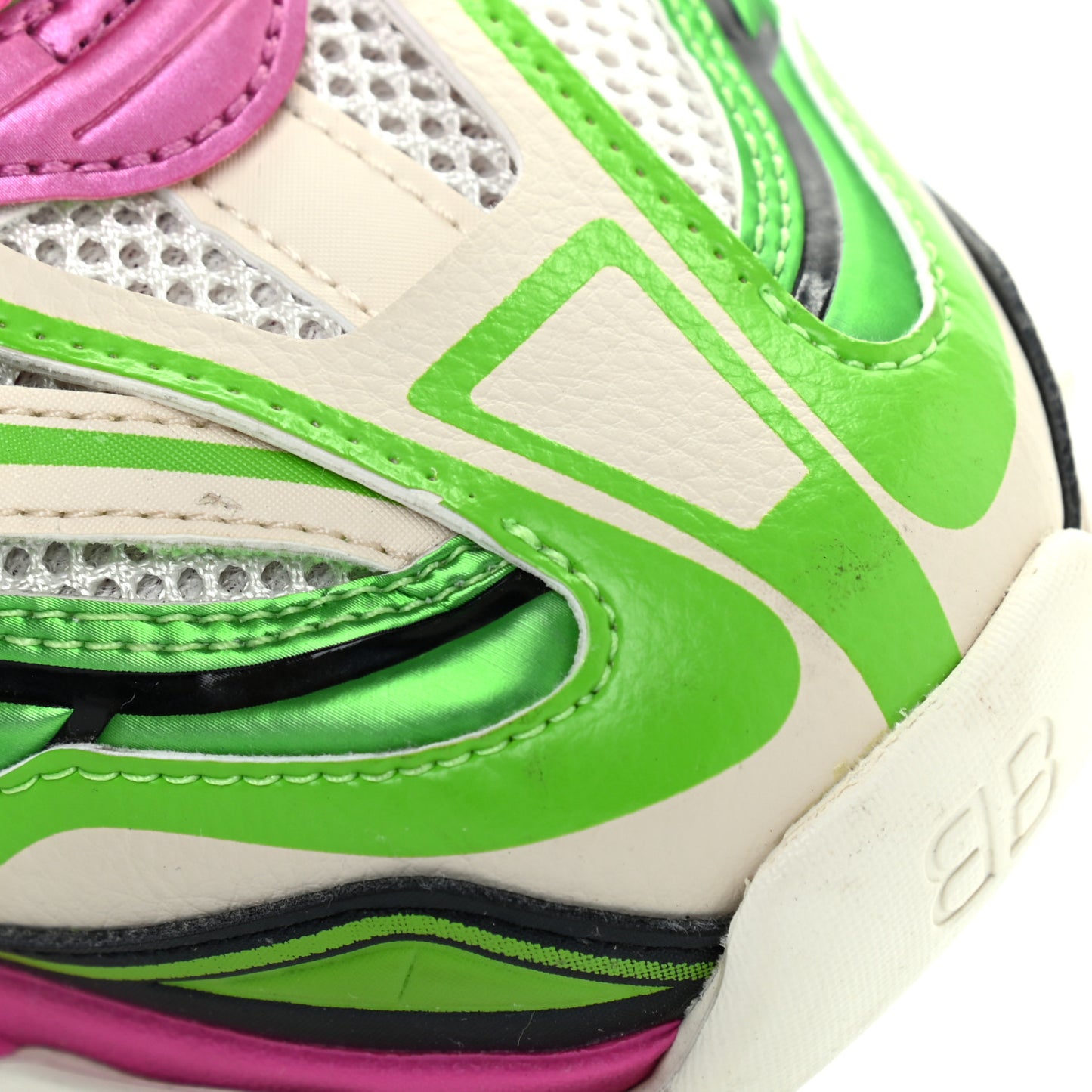Rubber Mesh Bi-Color Mens Track.2 Open Sneakers 41 White Green Pink
