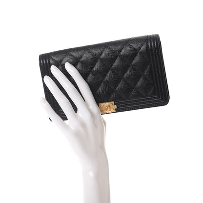 Chanel Caviar Quilted Boy Yen Wallet Black 2 of 9