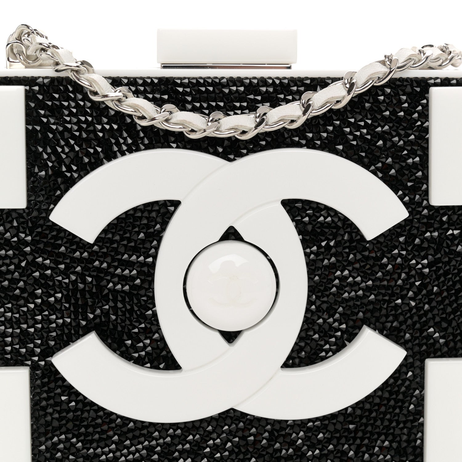 Chanel Plexiglass Crystal Lego Clutch White Black 15 of 26